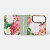  botanische Rozen Pastel Groen en Roze Samsung Galaxy Hoesje (Achterkant horizontaal)