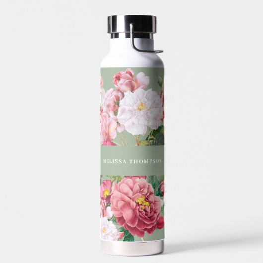  botanische Rozen Pastel Groen en Roze Waterfles (Links)