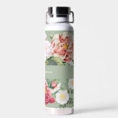  botanische Rozen Pastel Groen en Roze Waterfles (Achterkant)