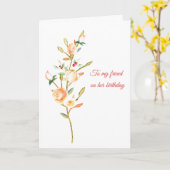 Botanische Rozen Stengel en bessen Verjaardag Kaar Kaart (Gele Bloem)