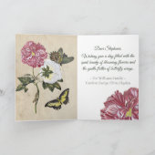  botanische rozen vlinder Verjaardag Kaart (Binnen)