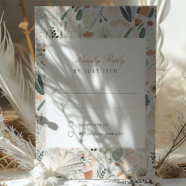 Botanische RSVP-kaart Mid-Century bruiloft Kaart