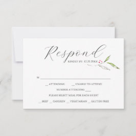 Botanische RSVP-kaarten met maaltijdkeuze Rood RSVP Kaartje