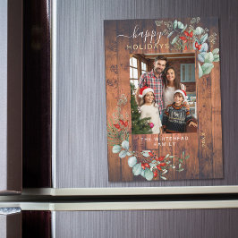 Botanische Rustic Cherry Wood Holiday Magnet Kaart