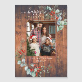 Botanische Rustic Cherry Wood Holiday Magnet Kaart (Voorkant)