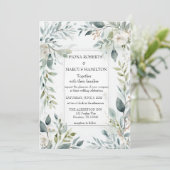 Botanische Rustieke Bloemen Huwelijksuitnodiging Kaart (Staand voorkant)