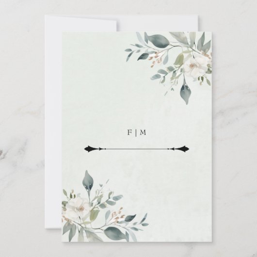 Botanische Rustieke Bloemen Huwelijksuitnodiging Kaart (Achterkant)