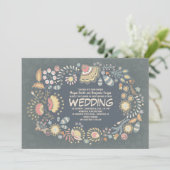 Botanische Rustieke Bloemen Huwelijksuitnodigingen Kaart (Staand voorkant)