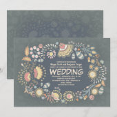 Botanische Rustieke Bloemen Huwelijksuitnodigingen Kaart (Voorkant / Achterkant)