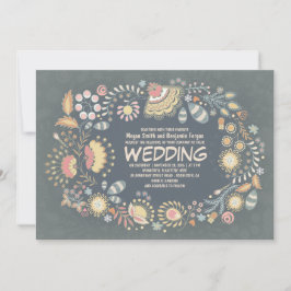 Botanische Rustieke Bloemen Huwelijksuitnodigingen Kaart