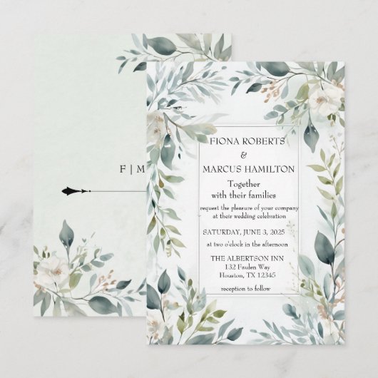 Botanische rustieke bloemen Save the Date Kaart (Voorkant / Achterkant)