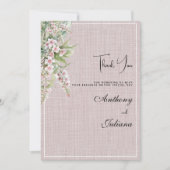 Botanische rustieke blush roze mint bloemen Dank u Kaart (Voorkant)