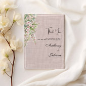 Botanische rustieke blush roze mint bloemen Dank u Kaart