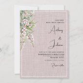 Botanische rustieke blush roze mint bloemenbruilof kaart (Voorkant)