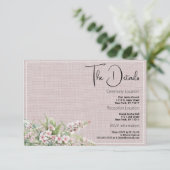 Botanische rustieke blush roze mint floral Details Informatiekaartje (Staand voorkant)