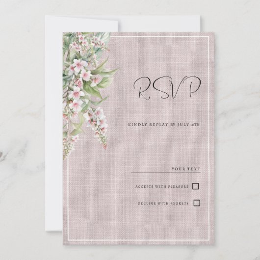Botanische rustieke blush roze mint floral RSVP Kaart (Voorkant)