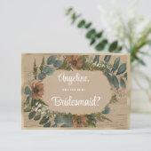 Botanische rustieke bosbloemen Bruidsmeisje Kaart (Staand voorkant)