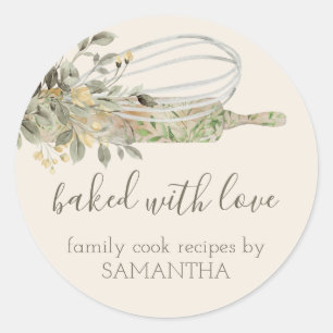 Botanische Rustieke Deegroller garde Chef Bakkerij Ronde Sticker