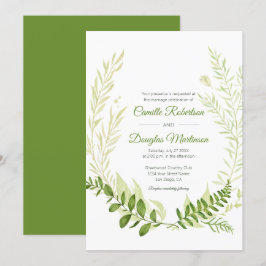 Botanische rustieke groen laurier krans bruiloft | kaart