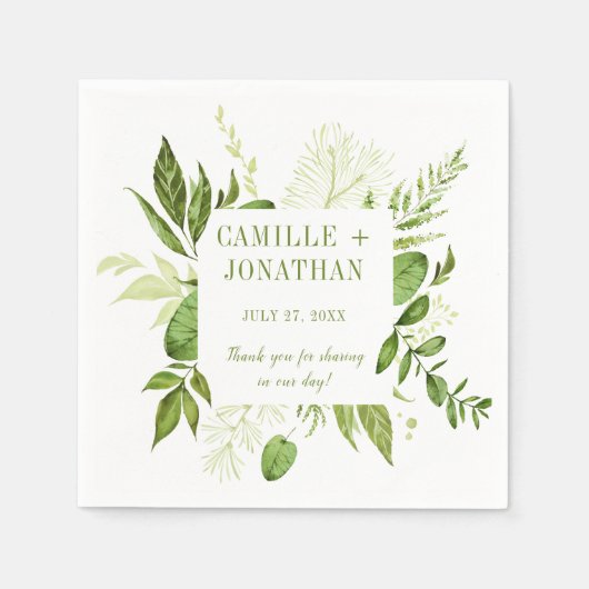 Botanische rustieke groen Lijst receptie Servet (Voorkant)