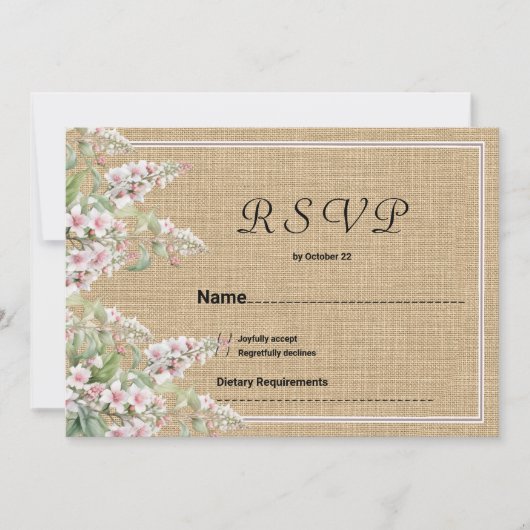 Botanische rustieke ivoor roze mint bloem RSVP Kaart (Voorkant)