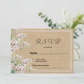 Botanische rustieke ivoor roze mint bloem RSVP Kaart (Staand voorkant)