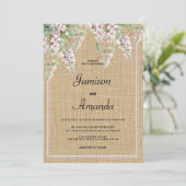 Botanische rustieke ivoor roze mint bloemenbruilof kaart (Staand voorkant)