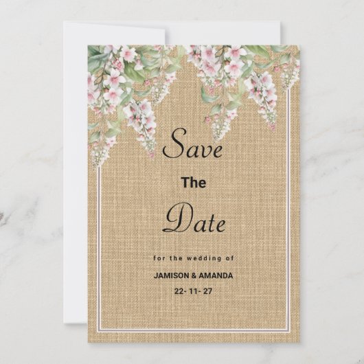 Botanische rustieke ivoor roze mint flora Save The Kaart (Voorkant)