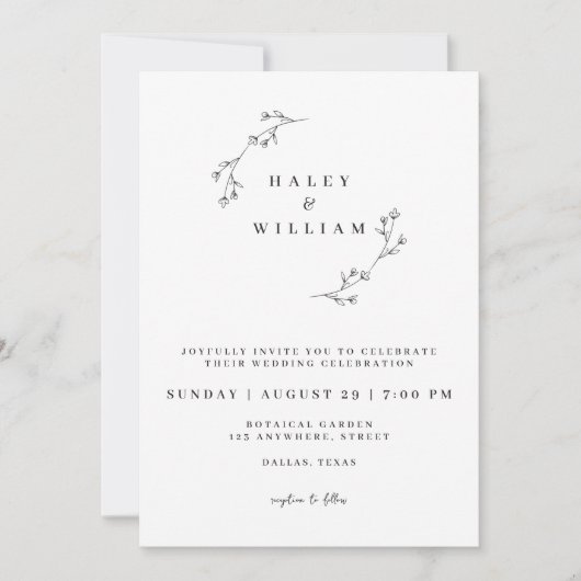 Botanische Rustieke Minimalistische Script Chic Cl Kaart (Voorkant)