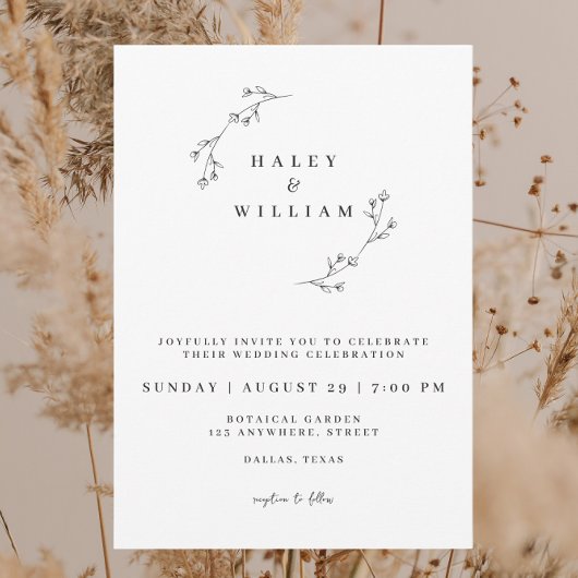 Botanische Rustieke Minimalistische Script Chic Cl Kaart