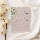 Botanische rustieke roze mint bloemen Save the Dat Kaart