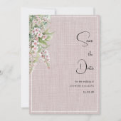 Botanische rustieke roze mint bloemen Save the Dat Kaart (Voorkant)