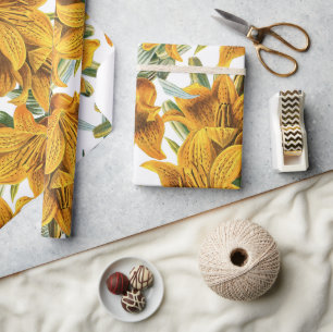 Botanische rustieke sinaasappel groene lelie trend cadeaupapier