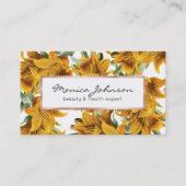 Botanische rustieke sinaasappel groene lelie trend visitekaartje (Voorkant)