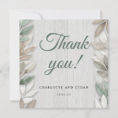 Botanische rustieke Waterverf bruiloft bedankkaart (Voorkant)