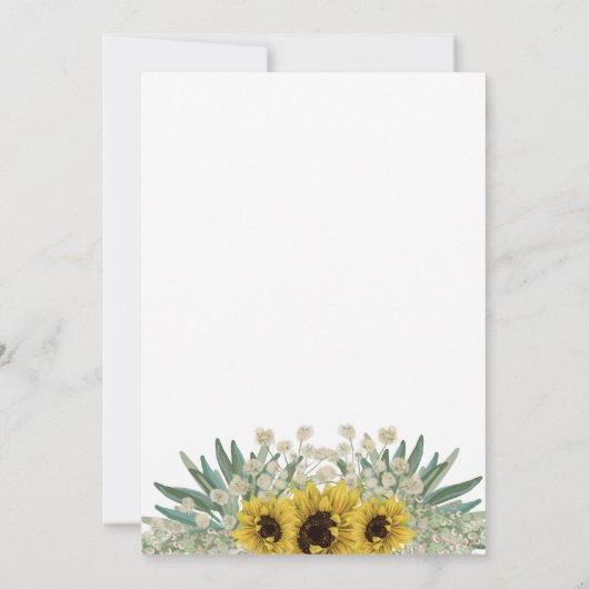 Botanische rustieke zonnebloem Waterverf bruiloft Kaart (Achterkant)