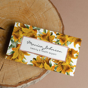 Botanische, rustige, oranje, groene, dunne, floral visitekaartje