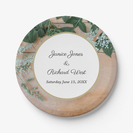 Botanische Rustisch Gold Lijst - Aangepast huwelij Papieren Bordje (Voorkant)