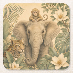Botanische Safari Olifant Papier Coaster Kartonnen Onderzetters