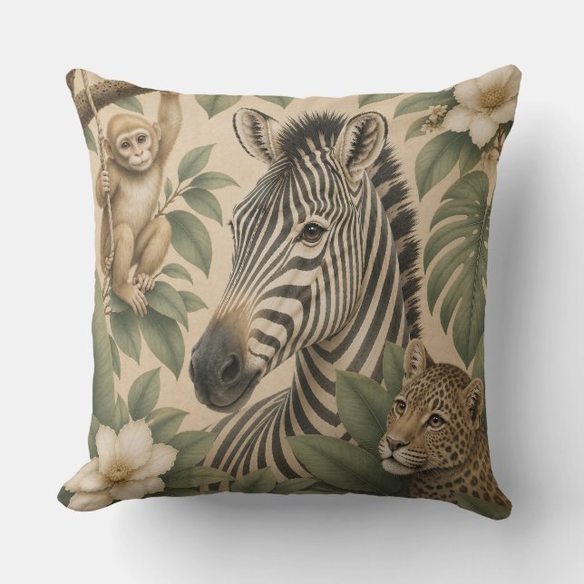 Botanische Safari Zebra Kussen (Voorkant)