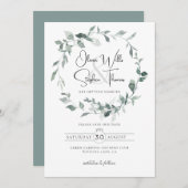 Botanische sage Dusty Green Greenery bewaar de dat Kaart (Voorkant / Achterkant)