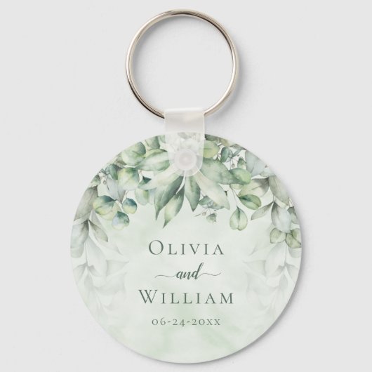 Botanische sage Green Elegant Wedding Favor Sleutelhanger (Voorkant)