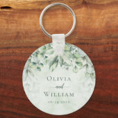 Botanische sage Green Elegant Wedding Favor Sleutelhanger (Voorkant)