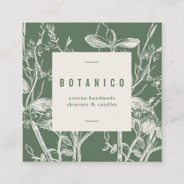 Botanische sage Green Floral Simple Classy Square  Vierkante Visitekaartje