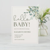 Botanische sage Green Hallo Baby Baby shower Kaart (Staand voorkant)