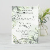 Botanische Sage Green Retirement Party Kaart (Staand voorkant)