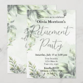 Botanische Sage Green Retirement Party Kaart (Voorkant / Achterkant)
