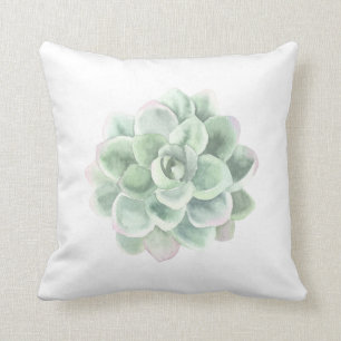 Botanische Sage Green Waterverf Succulent Kussen