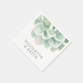Botanische Sage Green Waterverf Succulent Wedding Servet (Hoek)
