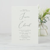 Botanische Sage Green Wedding Invitation Kaart (Staand voorkant)